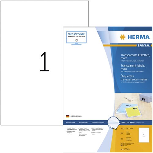 Herma transp. Labels 210X297 100 Sheets matt 80 pcs. 10783 Slike
