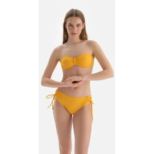 Dagi Yellow Pleated Side Bikini Bottom