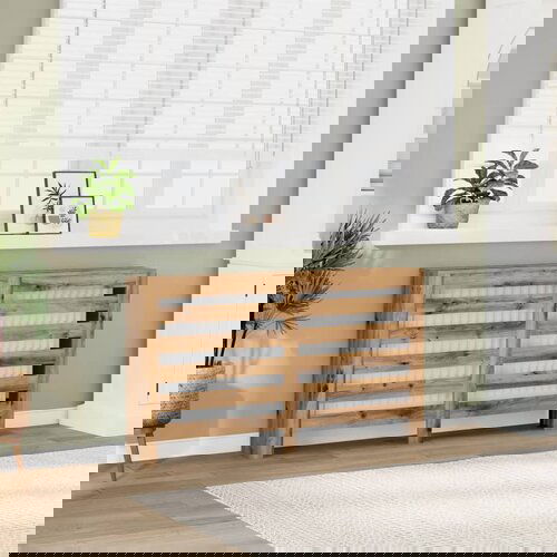 VidaXL Pokrov za radiator hrast 149x20x82 cm inženirski les Slike