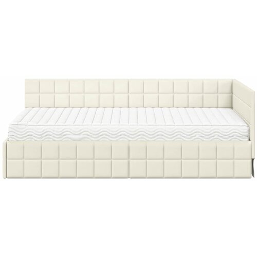  Kutni krevetni okvir s madracem 2 kom. Krema 90 x 190 cm Bar&amp;scaron;un Slike