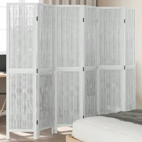 Sobna pregrada s 6 panela bijela od masivnog drva paulovnije