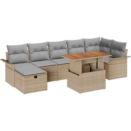vidaXL Vrtna sedežna garnitura 8 pcs Bež poli ratan, (5000143246) Cene