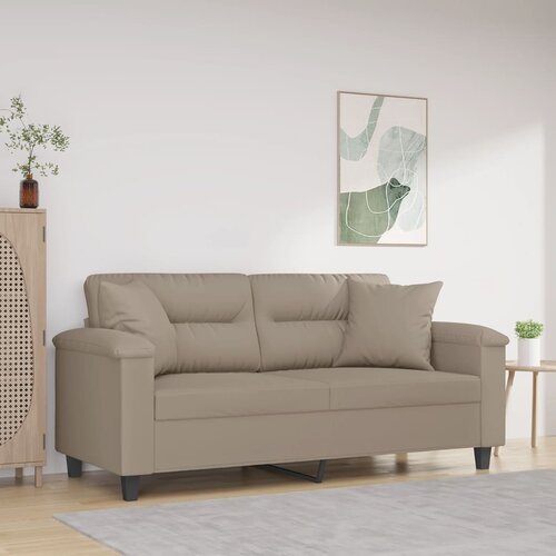 VidaXL Kavč dvosed z blazinami taupe 140 cm tkanina iz mikrovlaken Slike