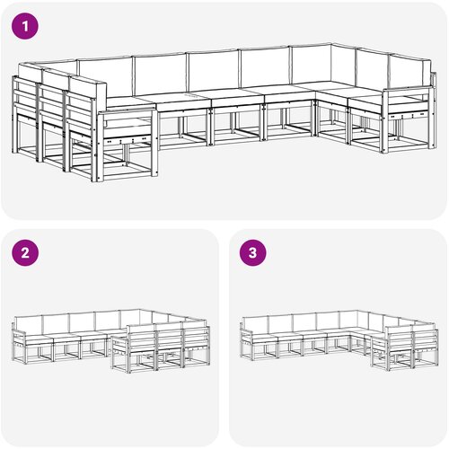  Set vanjskih sofa 10 kom. Prirodna i antracit Smeđa 363 x 187,5 x 73 cm Slike
