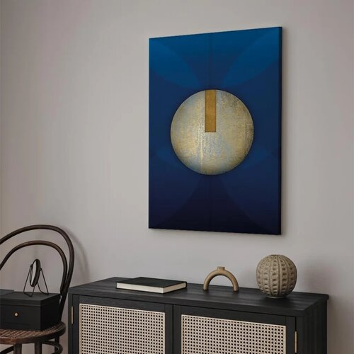  Slika - In the Shadow of Classic Blue (1-part) - Golden Circle in Abstraction 40x60 Slike