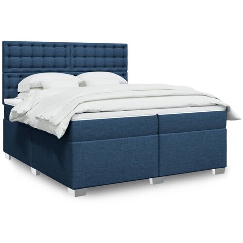 VidaXL Krevet s oprugama i madracem plavi 200 x 200 cm od tkanine Slike