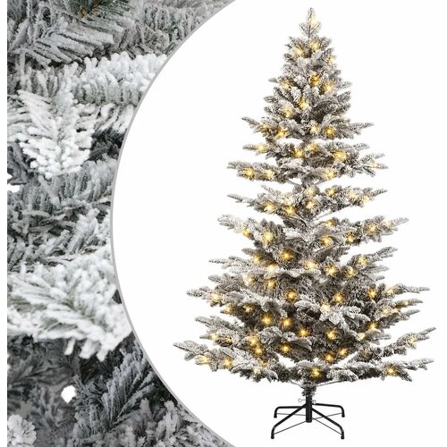  Umjetno božićno drvce s nogom 150 cm 150 LED lampica - Bijela 150 cm s LED svjetlima Slike