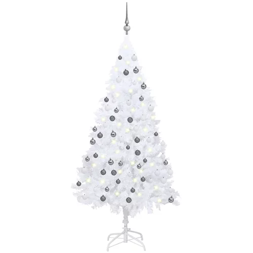  Umjetno božićno drvce LED s kuglicama bijelo 180 cm PVC