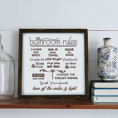 Evila Originals Stenska slika Bathroom Rules, 34 x 34 cm Cene