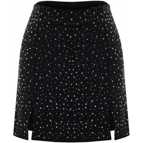 Trendyol Black Shiny Jewelled Shorts Skirt