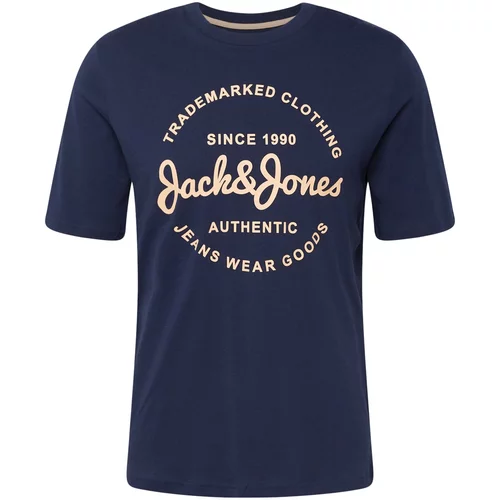 Jack & Jones Majica 'FOREST' sivkasto bež / tamno plava