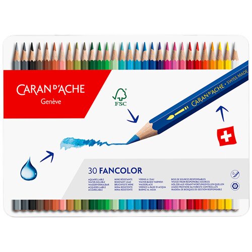 CARAN D&amp;#039;ACHE Set drvenih bojica Fancolor 30 kom Slike