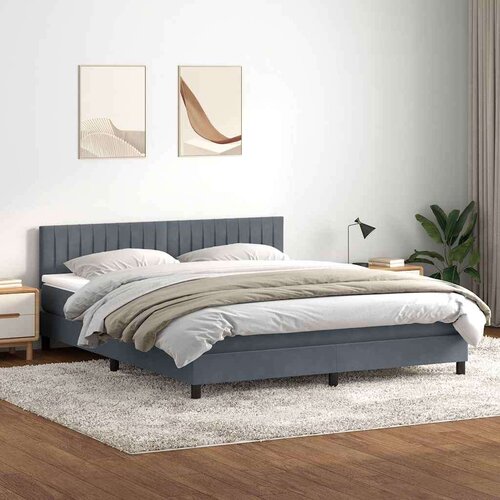 vidaXL Box spring postelja z vzmetnico temno siva 180x210 cm žamet Cene