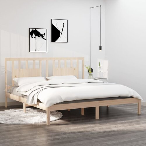 The Living Store Posteljni okvir iz trdne borovine 200x200 cm - Posteljni Okvir, (21523176) Slike