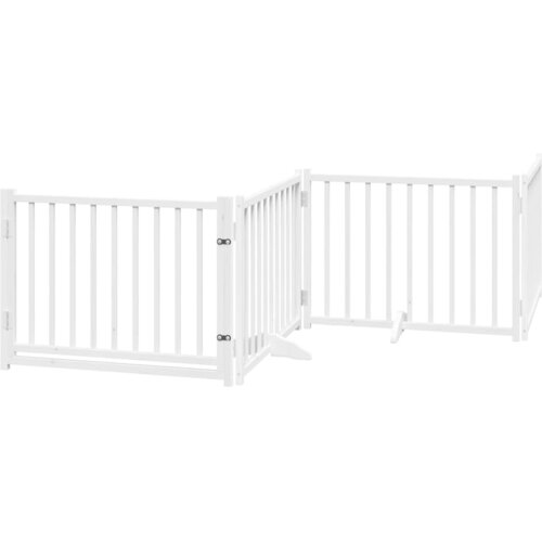  Vrata za pse s vrata&amp;scaron;cima 6 panela sklopiva 480 cm drvo topole Bijela 80 x 60 x 2 cm Slike