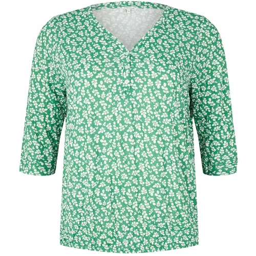 Tom Tailor Women + Bluza travnato zelena / bijela