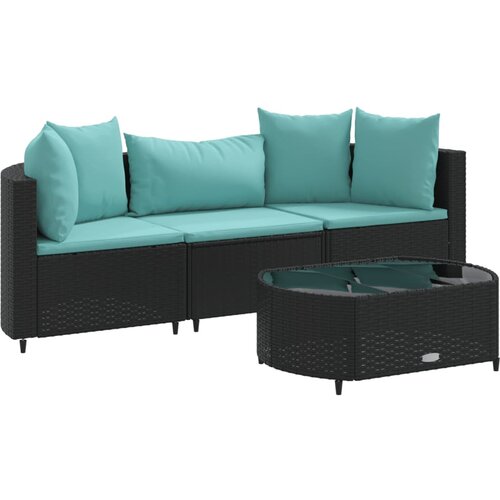 vidaXL 4-dijelni set vrtnih sofa od poliratana s jastucima crni Cijene