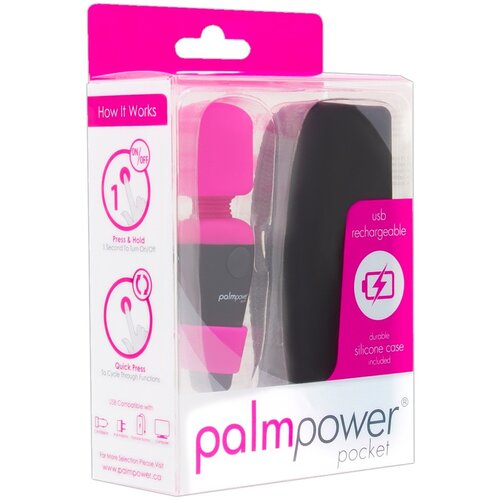 Palm Power Pocket Wand - punjivi mini vibrator za masažu (ružičasto-crni) Cijene