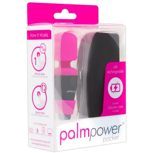 Palm Power Pocket Wand - punjivi mini vibrator za masažu (ružičasto-crni)