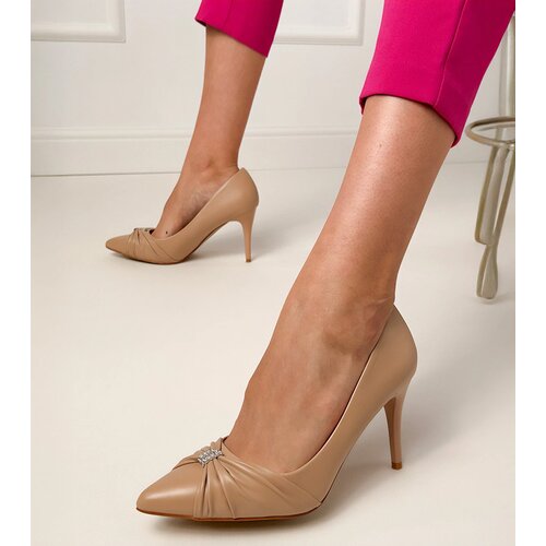 Gemre Bronney brown classic stiletto pumps with rhinestones Cene