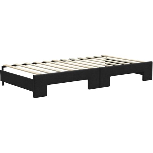  Dnevni krevet na razvlačenje crni 100 x 200 cm od tkanine Slike