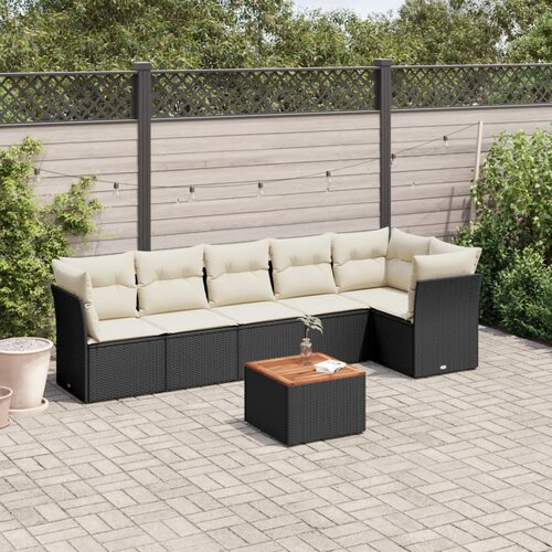  7-dijelni set vrtnih sofa od poliratana s jastucima crni Cijene