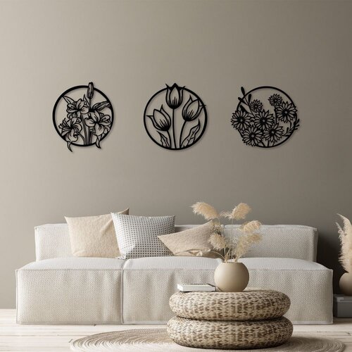 Wallity Zidna dekoracija Flowers - 273 M, 50 x 57 cm, Crna Cene