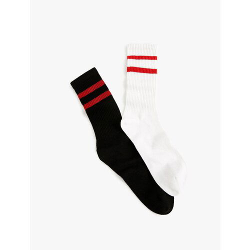 Koton 2-Pack Tennis Socks Striped Patterned Multi Color Cene