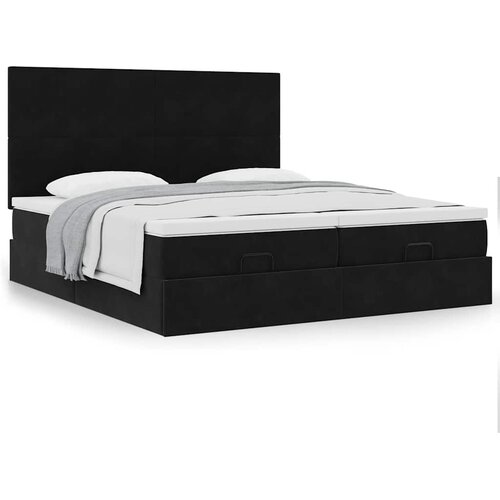 VidaXL Otomanski posteljni okvir z vzmetnicami črn 180x200cm žamet Slike
