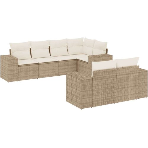 VidaXL 7-dijelni set vrtnih sofa od poliratana s jastucima bež Slike