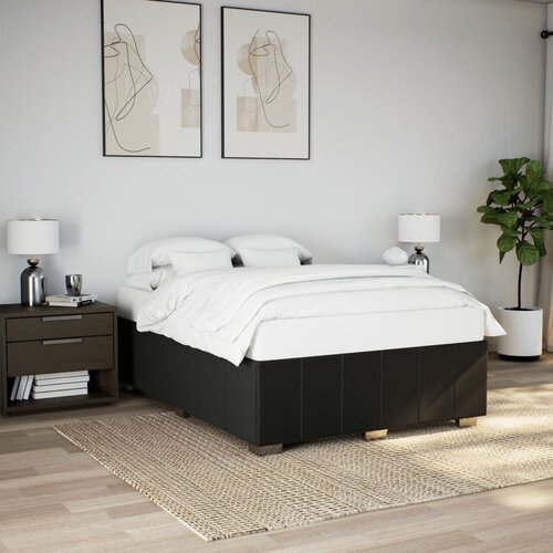  Okvir za krevet bez madraca crni 140x200 cm od tkanine Slike