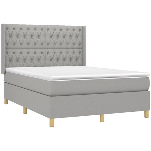  box spring s madracem LED svjetlosivi 140x190 cm tkanina Slike