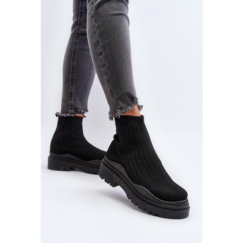 Kesi Women's black Elipara slip-on sock shoes with a massive sole Slike