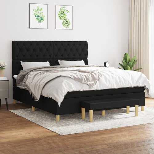 The Living Store Box spring postelja z vzmetnico črna 160x200 cm blago - Box Spring Postelja, (21512148) Slike