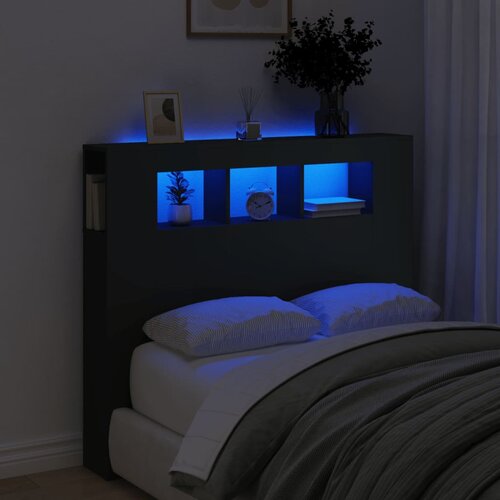 VidaXL LED uzglavlje crno 120x18 5x103 5 cm konstruirano drvo Slike