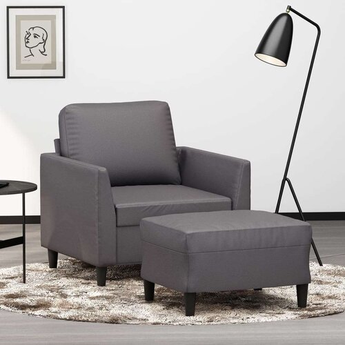  Fotelja s tabureom siva 60 cm od umjetne kože Cijene