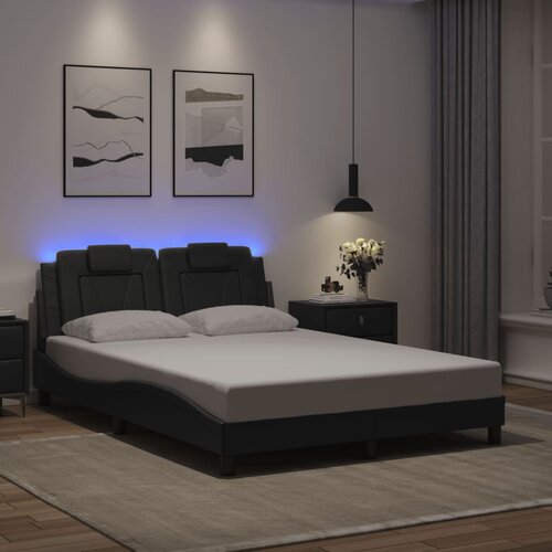 Furnova Posteljni okvir z LED lučkami siv 140x200 cm umetno usnje, (21935503) Slike
