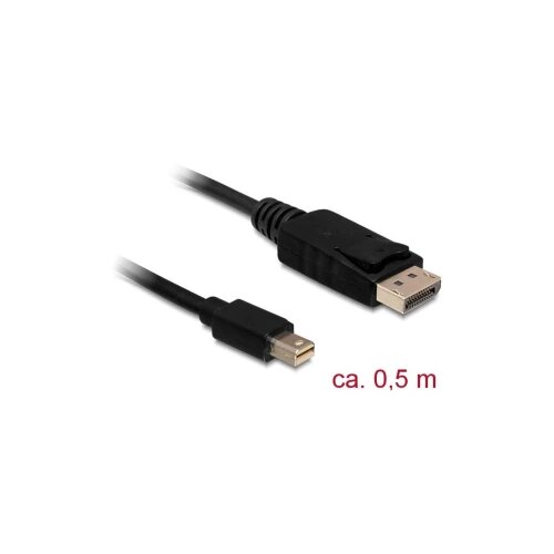 Delock Mini-DisplayPort / DisplayPort adapterski kabel Mini DisplayPort utikač, DisplayPort utikač 0.50 m crna 83984 pozlaćeni kontakti DisplayPort kabel Cijene
