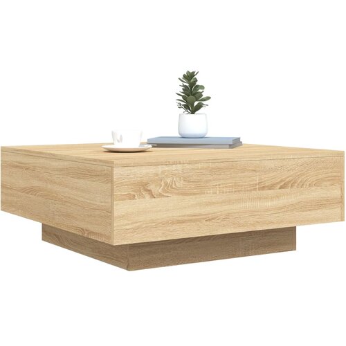  Stolić za kavu s LED svjetlima boja hrasta sonome 80x80x31 cm Slike