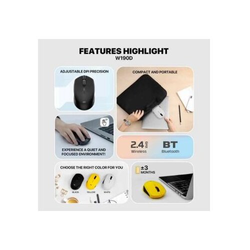 Fantech Kancelarijski Wireless mis W190 zuti Cene