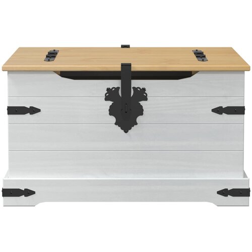 STORAGE box s policom Bijelo 78 x 78 x 45 cm Čvrsto borovo drvo Slike