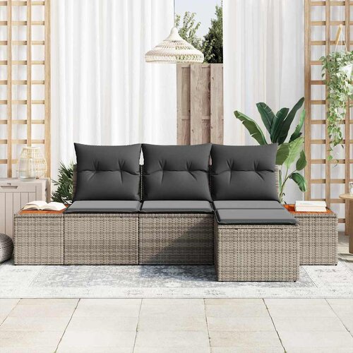  Sjedeća garnitura za vrt 4 kom. Siva poliratan 239 x 117 x 85 cm Slike