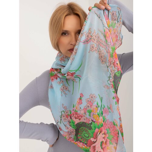 Fashion Hunters Light blue women's scarf with flowers Slike