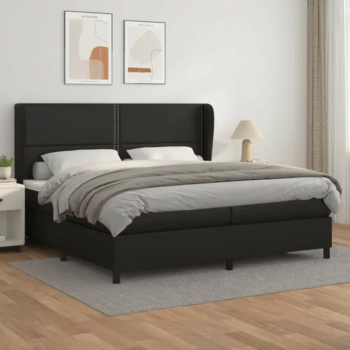  Box spring postelja z vzmetnico črna 200x200 cm umetno usnje, (20724362)