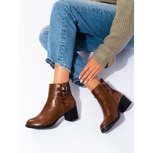 SHELOVET Brown comfortable women's ankle boots Slike