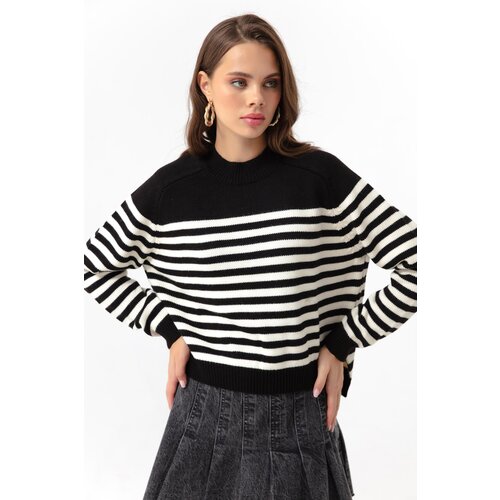 Lafaba Women's Black Turtleneck Striped Knitwear Sweater Slike