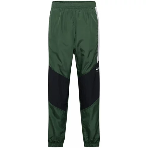 Nike Sportswear Sportske hlače 'Air' tamno zelena / crna / prljavo bijela
