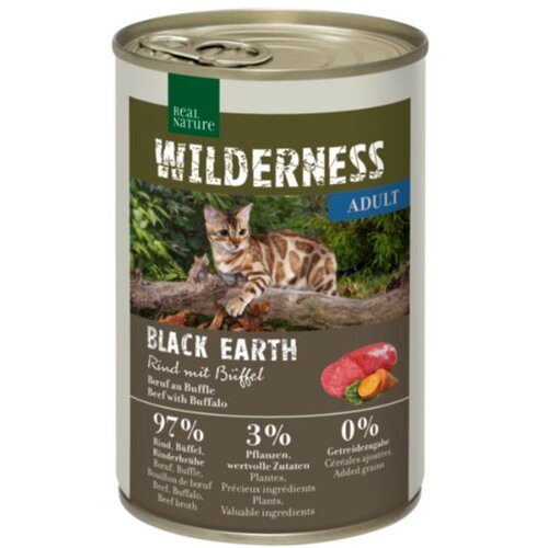 Real Nature Cat Wilderness Adult Black Earth govedina in bivol 400g konzerva Cene