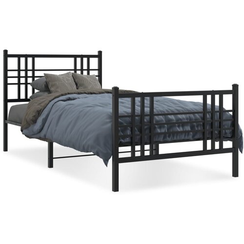 vidaXL Metalni okvir kreveta uzglavlje i podnožje crni 100x190 cm Cene