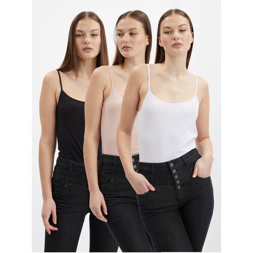 Orsay Set of three women&amp;#039;s basic tank tops in white, beige and black - Womens Slike
